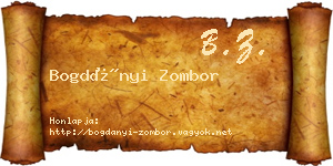 Bogdányi Zombor névjegykártya